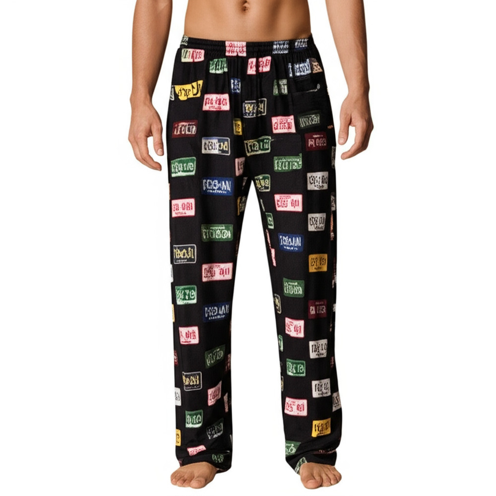 Croft & Barrow Pajama Pants Black Multi-Color License‎ Plate Lounge Size XXL